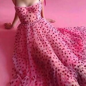 Betsey Johnson Pink Heart Midi Dress